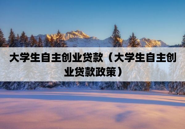 大学生自主创业贷款「大学生自主创业贷款政策」